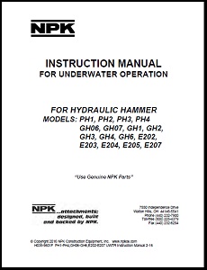 Underwater Manual for Small PH, GH & E Series Hydraulic Hammers