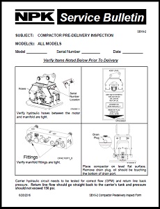 Compactor / Driver Pre-Delivery Inspection