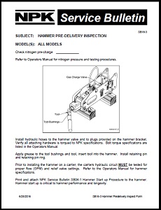 Hydraulic Hammer Pre-Delivery Inspection