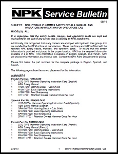 Hydraulic Hammer Safety Decals & Operator Safety Information Guide