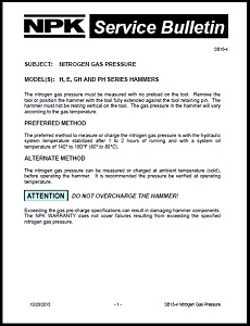 Hydraulic Hammer Nitrogen Gas Pressure Guide