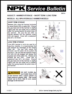 Hydraulic Hammer Storage Guide cover