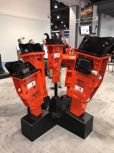 ConExpo 2017 – NPK PH hydraulic hammers; various top brackets; Hammer Mounted Autolube for PH3/PH4.