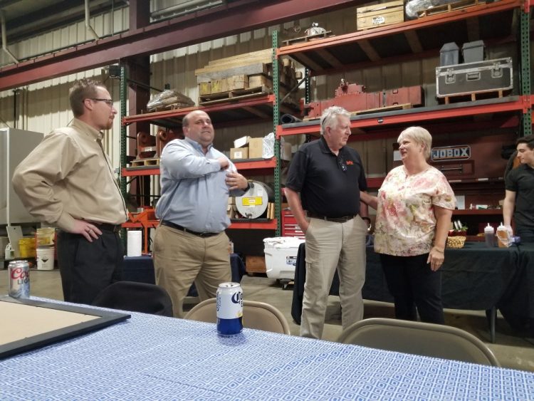 Starting the Roast  (R to L:  Mike Rzeszotarski, Dan Tyrrell, Dean Lewis, Mary Lewis)